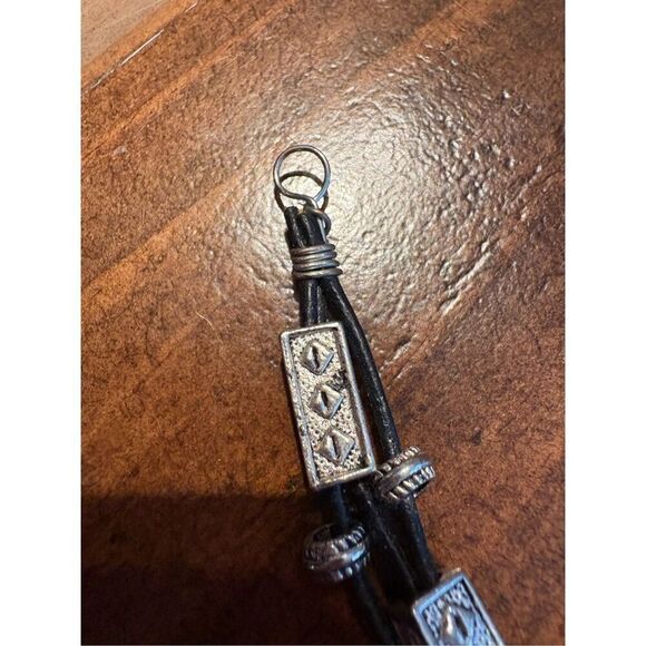 Bracelet, Leather and Silver Bracelet, NEW, Multi-strand, 7.5”, Handmade, Artisa - Picture 3 of 3